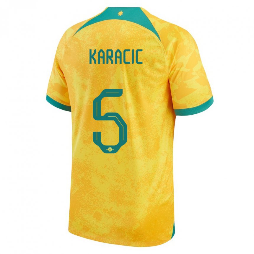 Criança Camisola Australiana Fran Karacic #5 Dourado Principal 22-24 Camisa