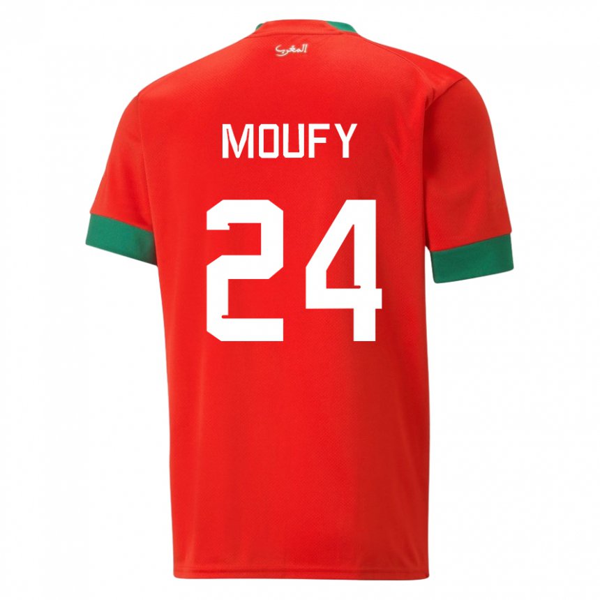 Criança Camisola Marroquina Fahd Moufy #24 Vermelho Principal 22-24 Camisa