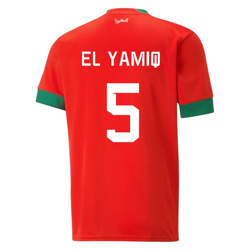 Criança Camisola Marroquina Jawad El Yamiq #5 Vermelho Principal 22-24 Camisa
