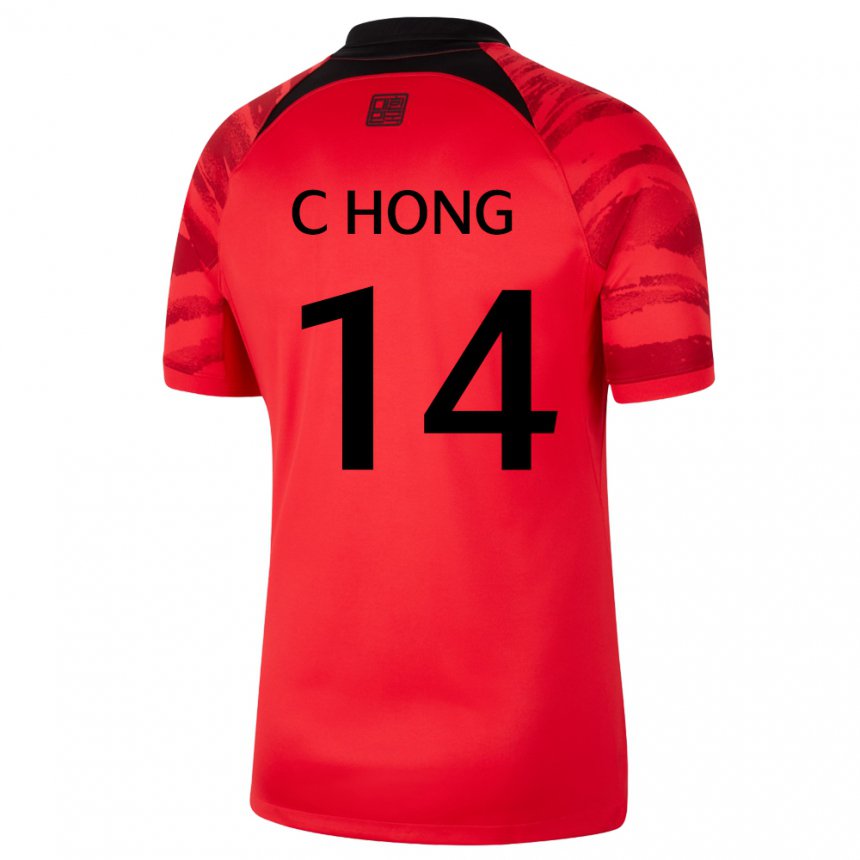 Criança Camisola Sul‑coreana Chul Hong #14 Vermelho Preto Principal 22-24 Camisa
