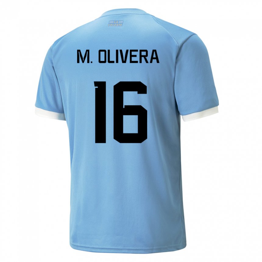 Criança Camisola Uruguaia Mathias Olivera #16 Azul Principal 22-24 Camisa