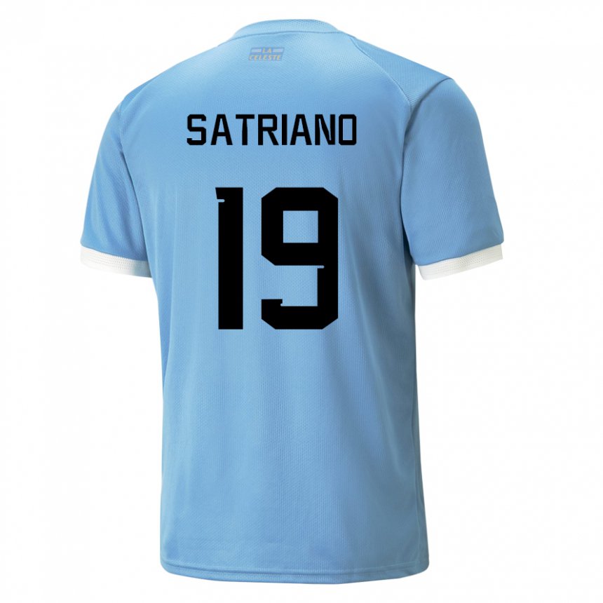 Criança Camisola Uruguaia Martin Satriano #19 Azul Principal 22-24 Camisa