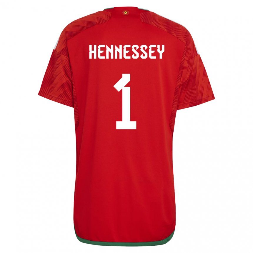 Criança Camisola Galesa Wayne Hennessey #1 Vermelho Principal 22-24 Camisa