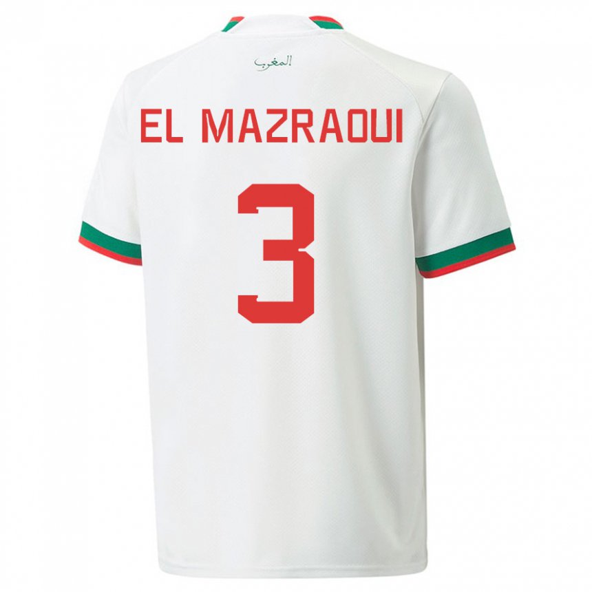 Criança Camisola Marroquina Noussair El Mazraoui #3 Branco Alternativa 22-24 Camisa