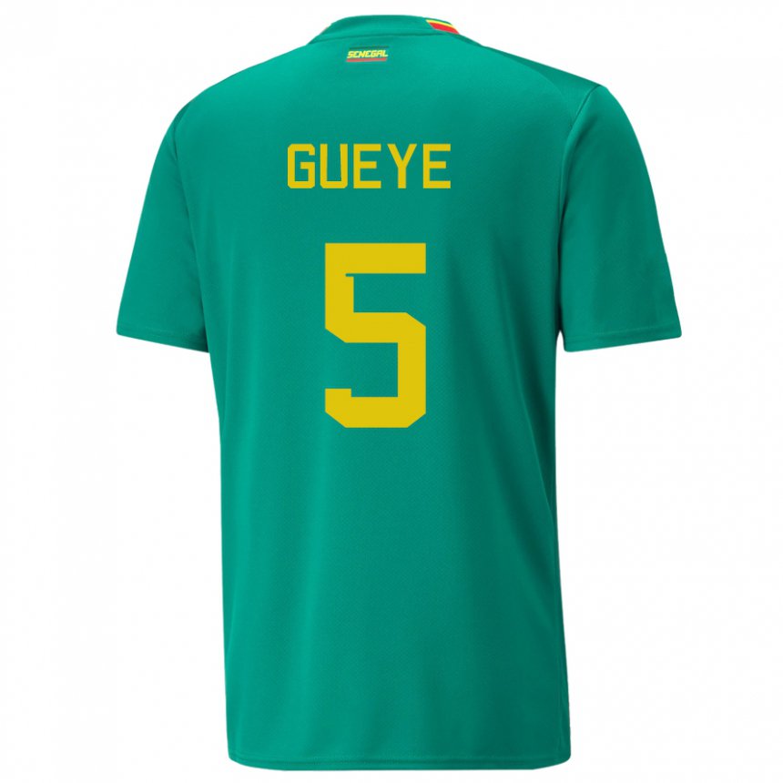 Criança Camisola Senegalesa Idrissa Gueye #5 Verde Alternativa 22-24 Camisa