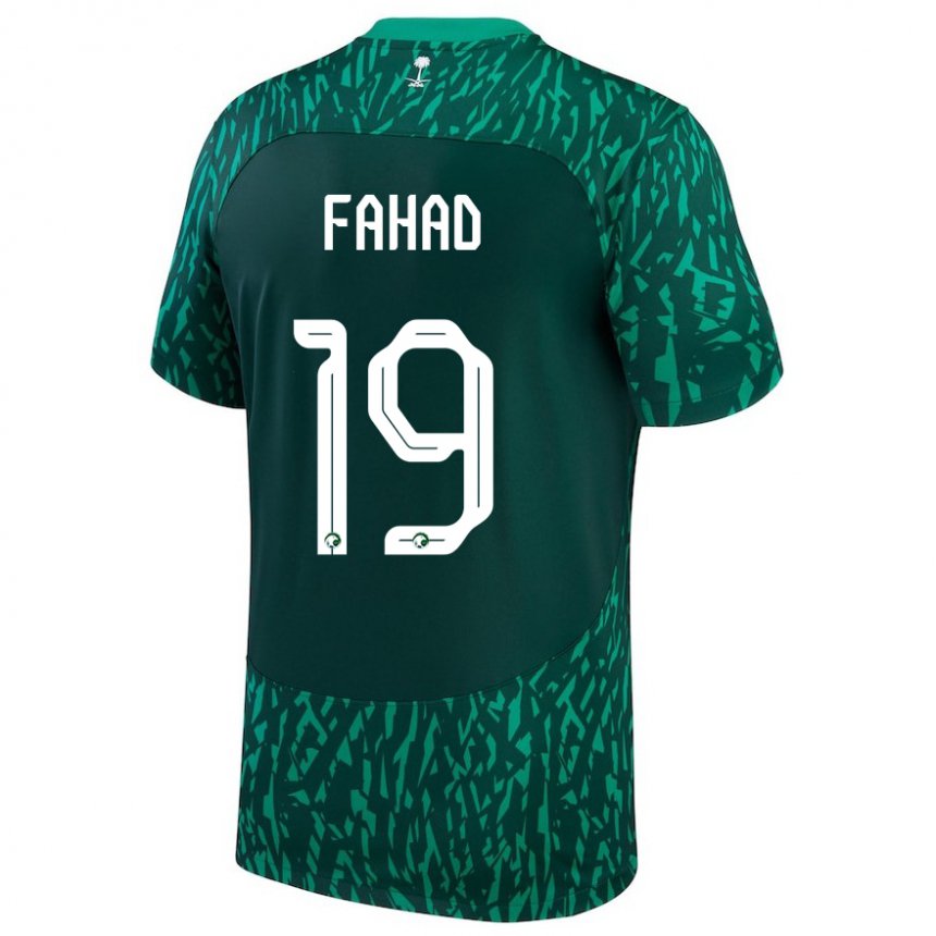 Criança Camisola Saudita Fahad Al Muwallad #19 Verde Escuro Alternativa 22-24 Camisa