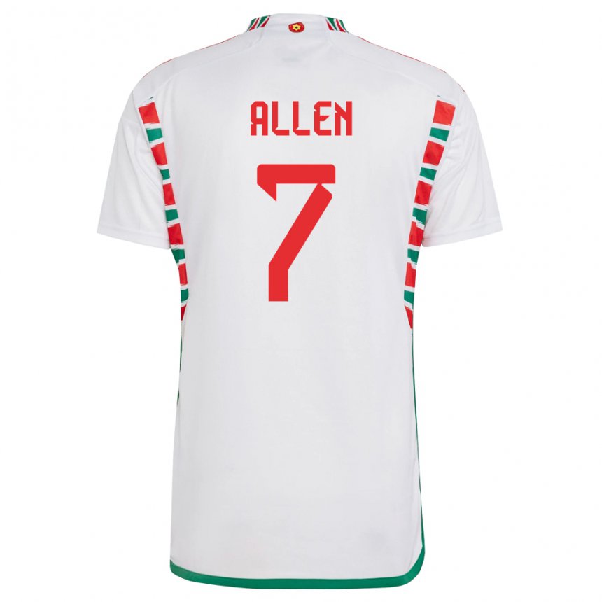 Criança Camisola Galesa Joe Allen #7 Branco Alternativa 22-24 Camisa