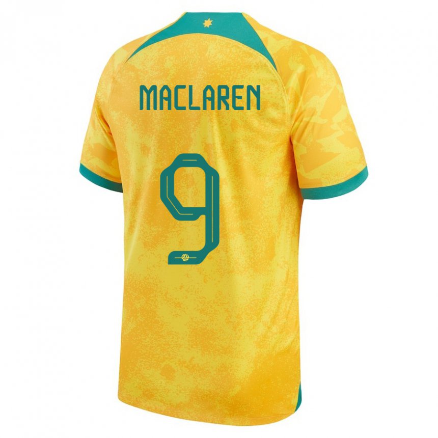 Homem Camisola Australiana Jamie Maclaren #9 Dourado Principal 22-24 Camisa