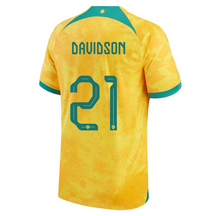 Homem Camisola Australiana Jason Davidson #21 Dourado Principal 22-24 Camisa