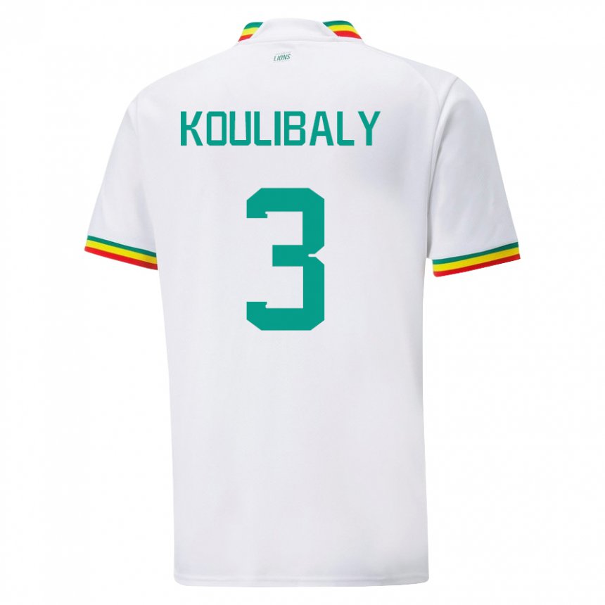 Homem Camisola Senegalesa Kalidou Koulibaly #3 Branco Principal 22-24 Camisa