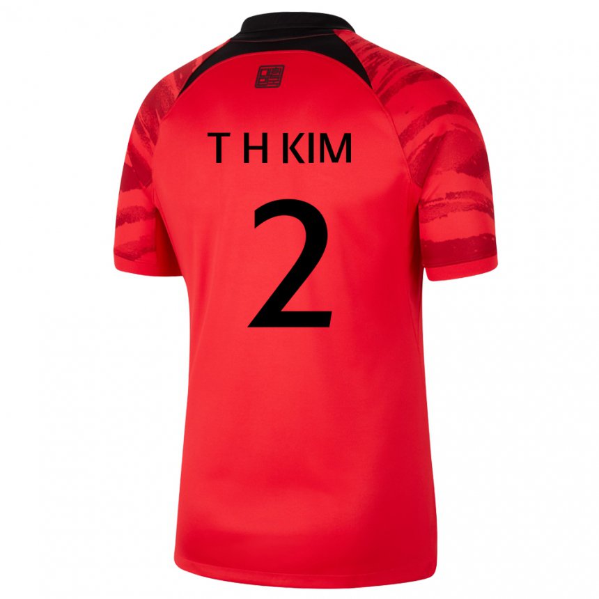 Homem Camisola Sul‑coreana Tae-hwan Kim #2 Vermelho Preto Principal 22-24 Camisa