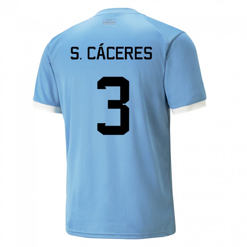 Homem Camisola Uruguaia Sebastian Caceres #3 Azul Principal 22-24 Camisa