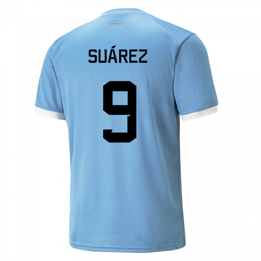 Homem Camisola Uruguaia Luis Suarez #9 Azul Principal 22-24 Camisa