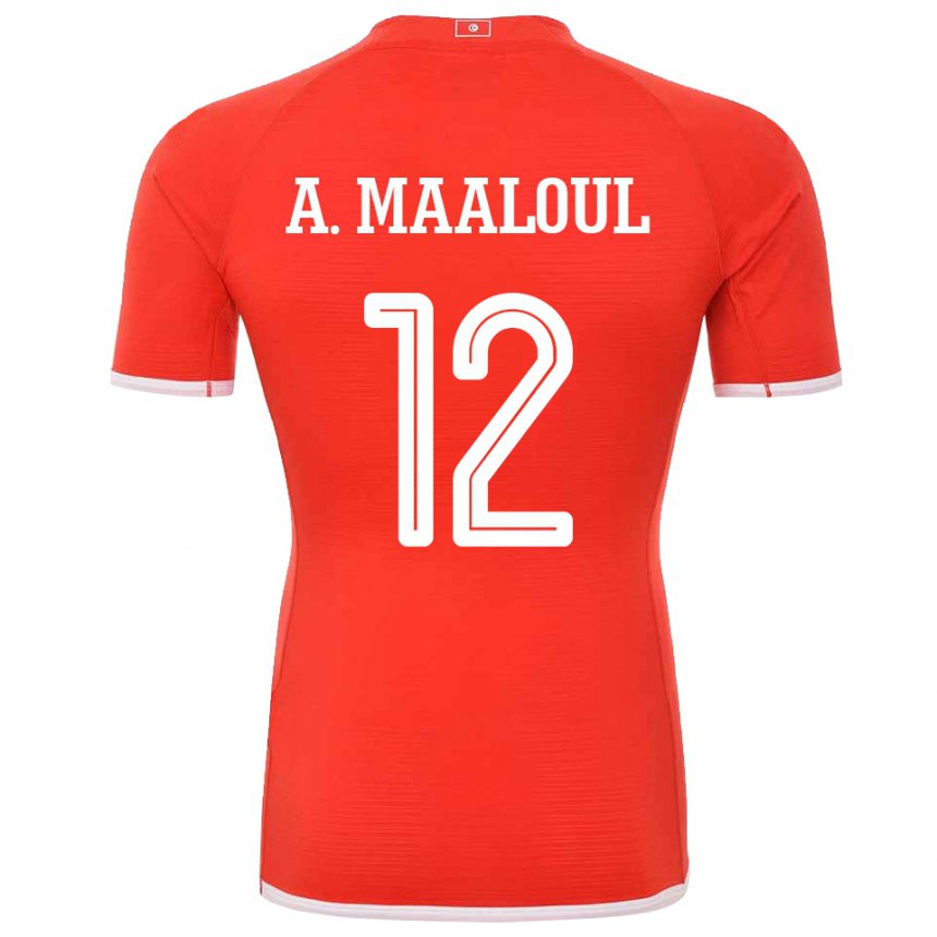 Homem Camisola Tunisiana Ali Maaloul #12 Vermelho Principal 22-24 Camisa