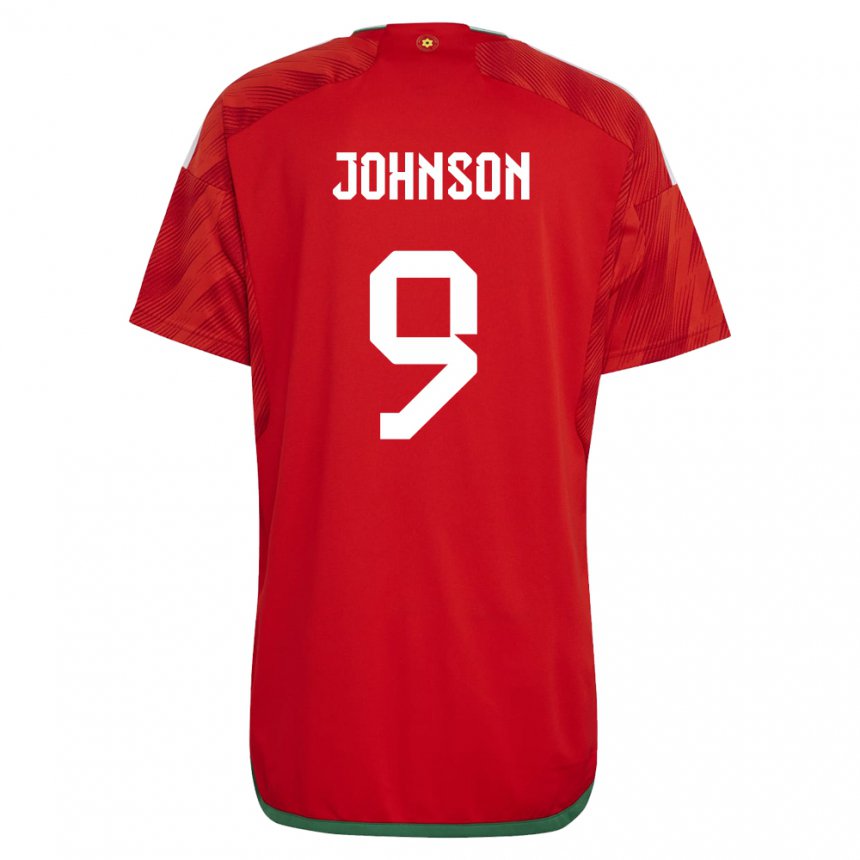 Homem Camisola Galesa Brennan Johnson #9 Vermelho Principal 22-24 Camisa