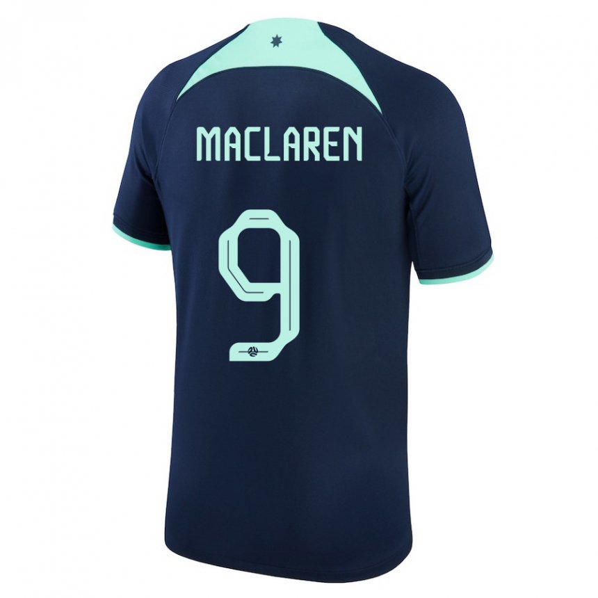 Homem Camisola Australiana Jamie Maclaren #9 Azul Escuro Alternativa 22-24 Camisa