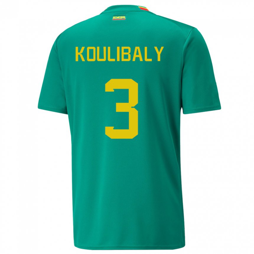 Homem Camisola Senegalesa Kalidou Koulibaly #3 Verde Alternativa 22-24 Camisa