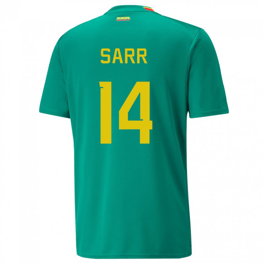 Homem Camisola Senegalesa Pape Sarr #14 Verde Alternativa 22-24 Camisa