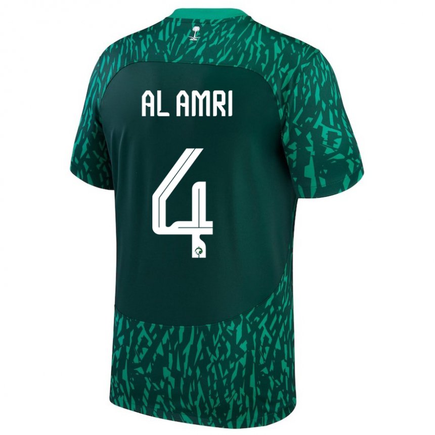 Homem Camisola Saudita Abdulelah Al Amri #4 Verde Escuro Alternativa 22-24 Camisa