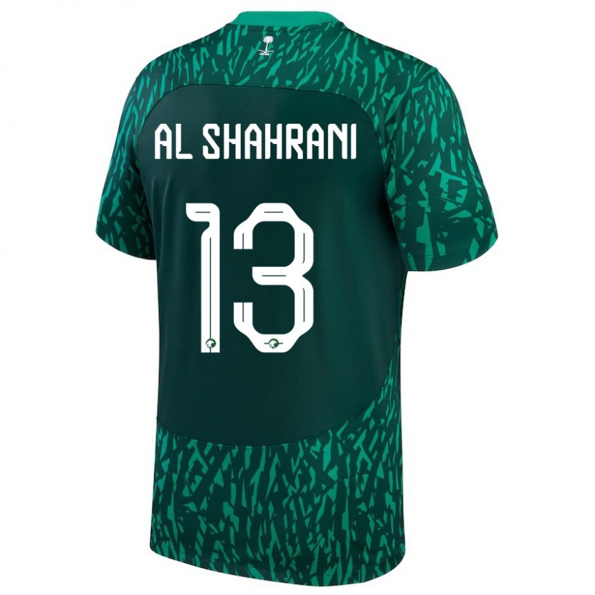 Homem Camisola Saudita Yaseer Al Shahrani #13 Verde Escuro Alternativa 22-24 Camisa