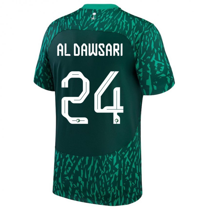 Homem Camisola Saudita Nasser Al Dawsari #24 Verde Escuro Alternativa 22-24 Camisa