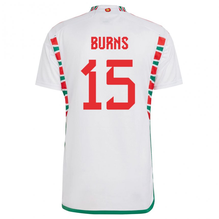 Homem Camisola Galesa Wes Burns #15 Branco Alternativa 22-24 Camisa