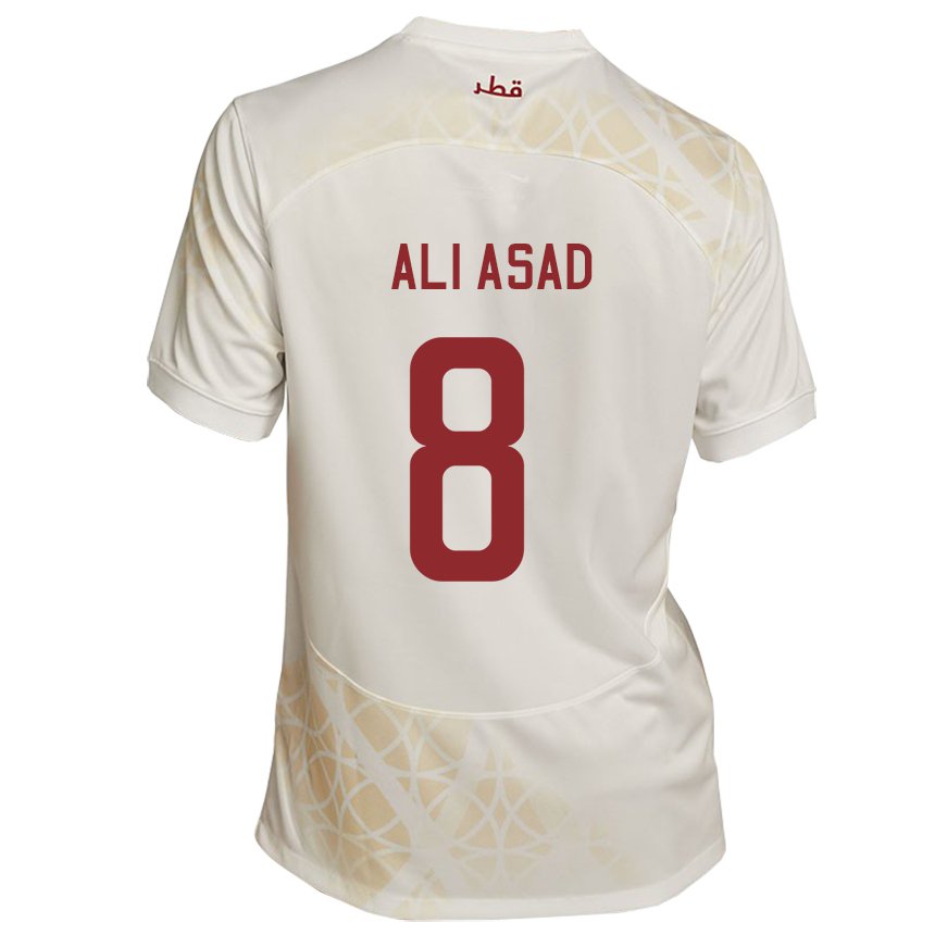 Homem Camisola Catari Ali Asad #8 Bege Dourado Alternativa 22-24 Camisa