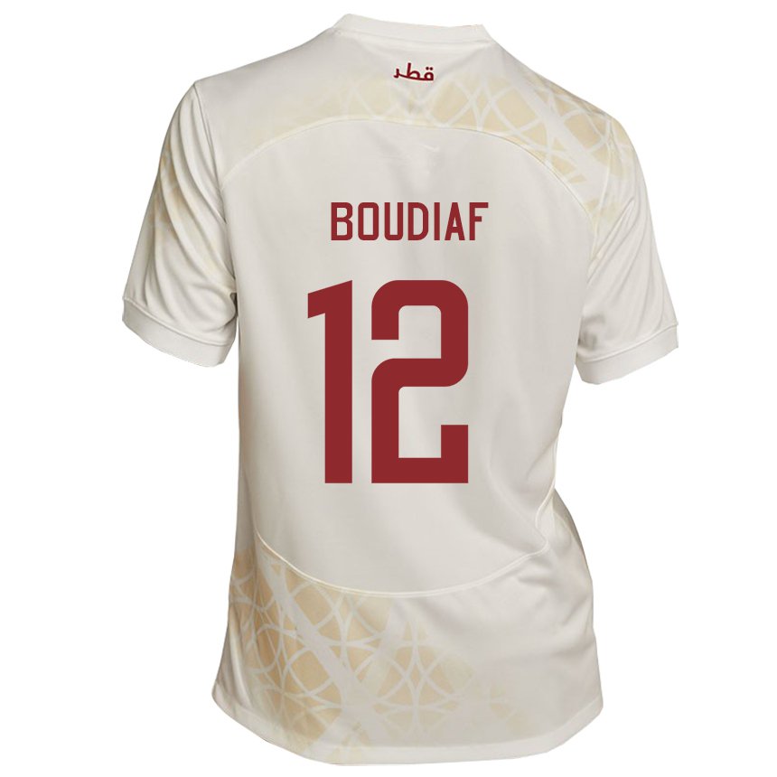 Homem Camisola Catari Karim Boudiaf #12 Bege Dourado Alternativa 22-24 Camisa