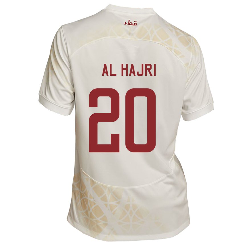 Homem Camisola Catari Salem Al Hajri #20 Bege Dourado Alternativa 22-24 Camisa