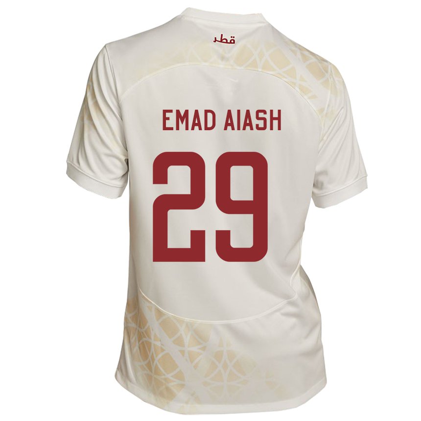 Homem Camisola Catari Mohamed Emad Aiash #29 Bege Dourado Alternativa 22-24 Camisa
