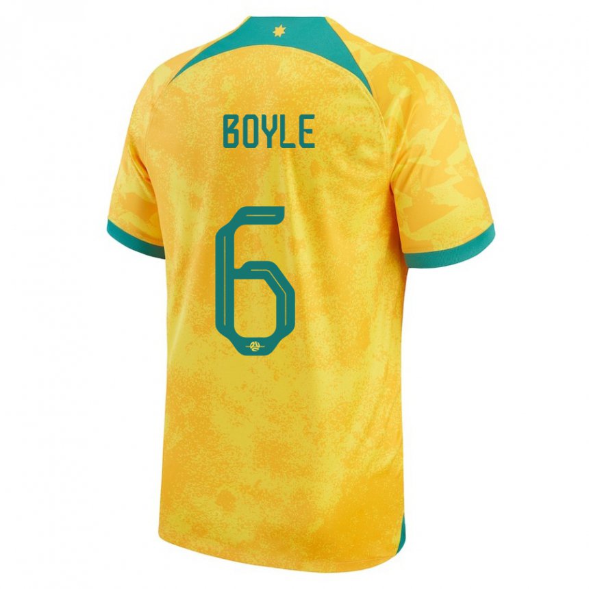 Mulher Camisola Australiana Martin Boyle #6 Dourado Principal 22-24 Camisa