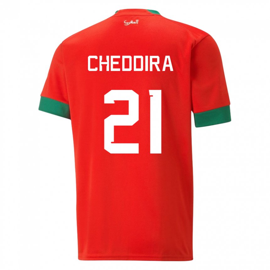 Mulher Camisola Marroquina Walid Cheddira #21 Vermelho Principal 22-24 Camisa