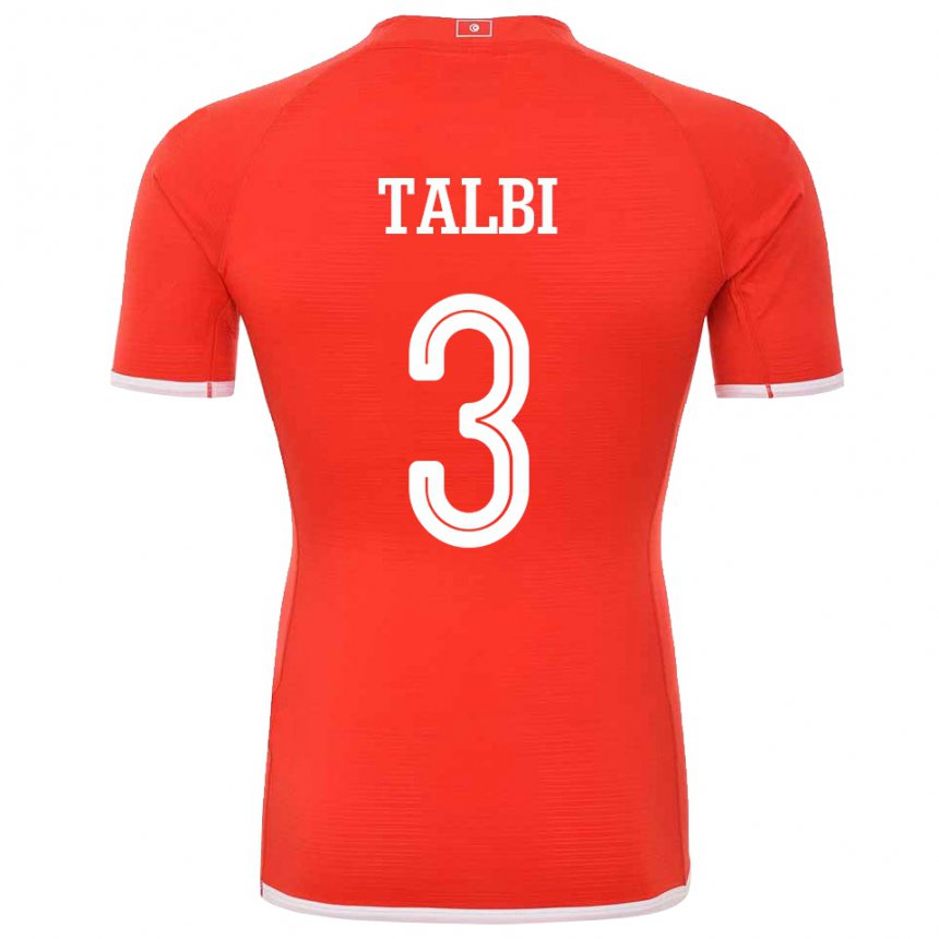 Mulher Camisola Tunisiana Montassar Talbi #3 Vermelho Principal 22-24 Camisa