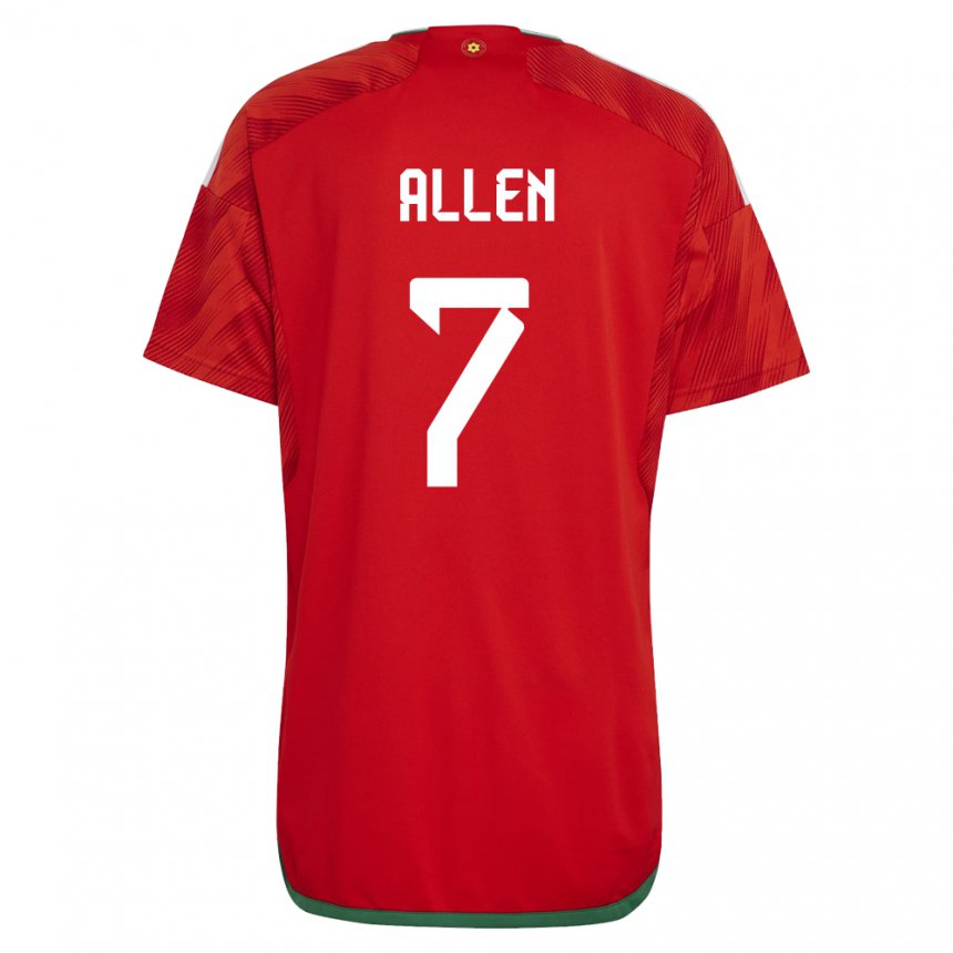 Mulher Camisola Galesa Joe Allen #7 Vermelho Principal 22-24 Camisa