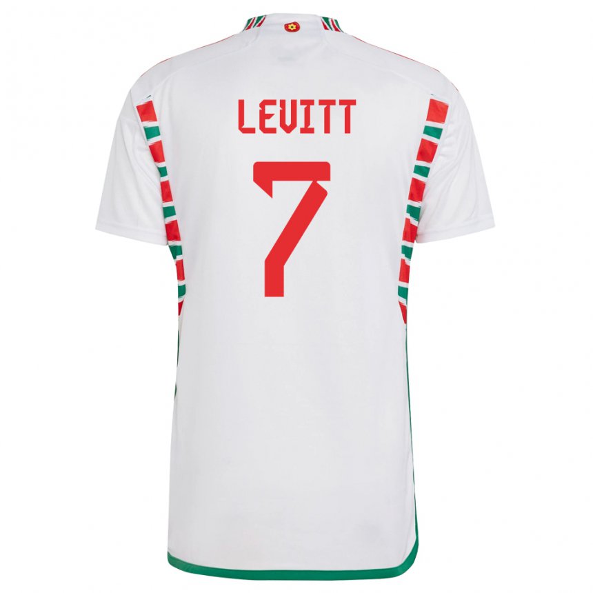 Mulher Camisola Galesa Dylan Levitt #7 Branco Alternativa 22-24 Camisa