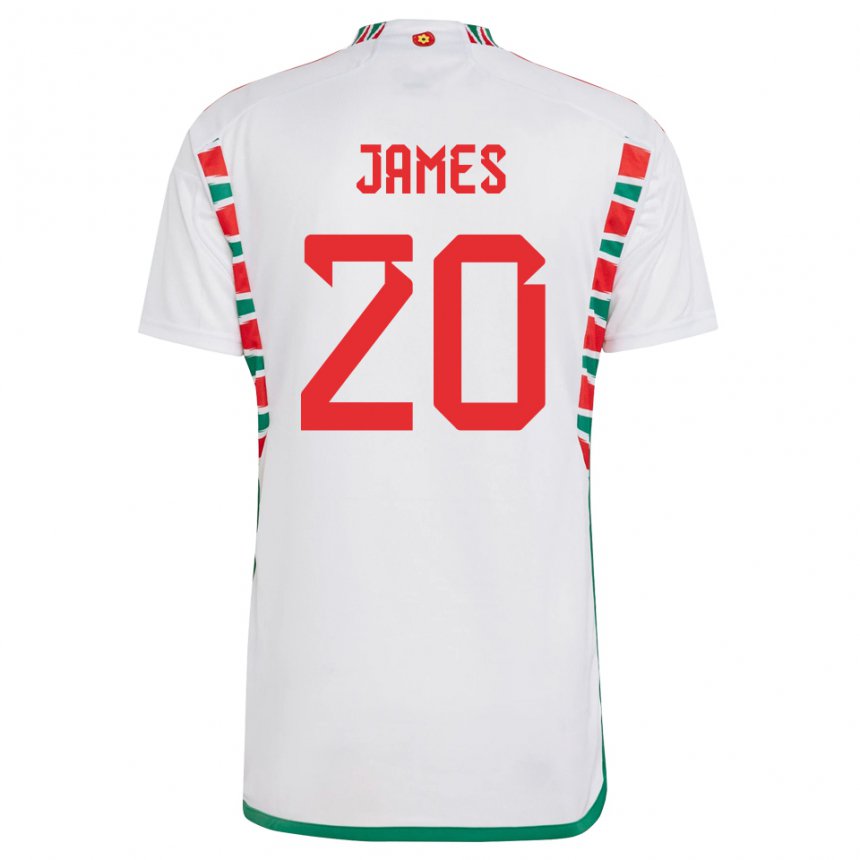 Mulher Camisola Galesa Daniel James #20 Branco Alternativa 22-24 Camisa