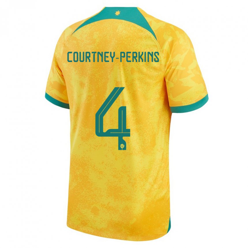 Criança Camisola Australiana Jordan Courtney Perkins #4 Dourado Principal 22-24 Camisa