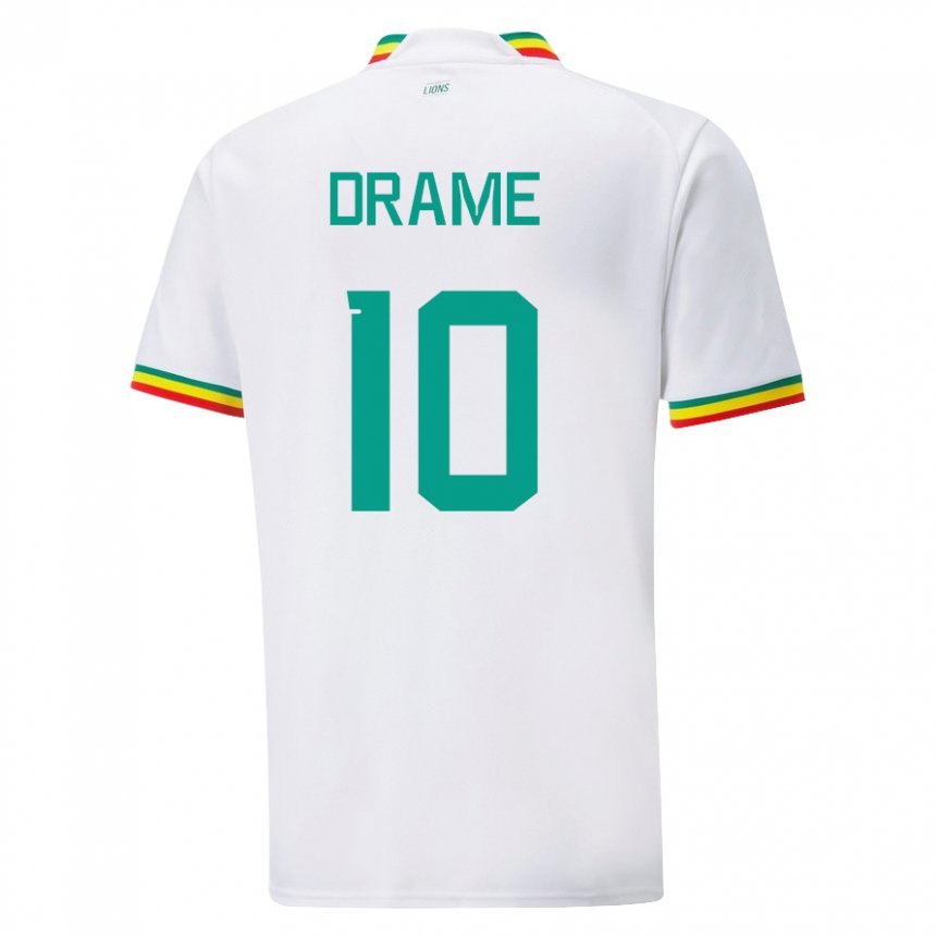 Criança Camisola Senegalesa Ibrahima Drame #10 Branco Principal 22-24 Camisa