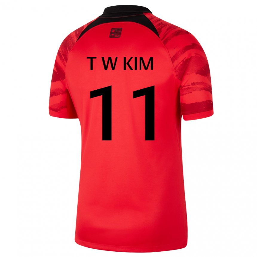 Criança Camisola Sul‑coreana Kim Tae Wook #11 Vermelho Preto Principal 22-24 Camisa