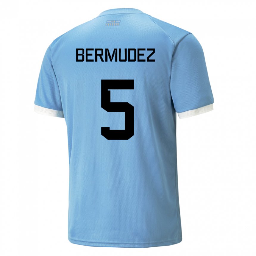 Criança Camisola Uruguaia Karol Bermudez #5 Azul Principal 22-24 Camisa