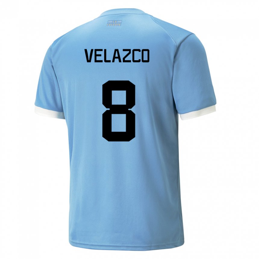 Criança Camisola Uruguaia Ximena Velazco #8 Azul Principal 22-24 Camisa