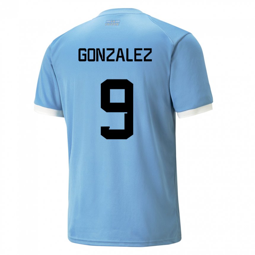 Criança Camisola Uruguaia Pamela Gonzalez #9 Azul Principal 22-24 Camisa