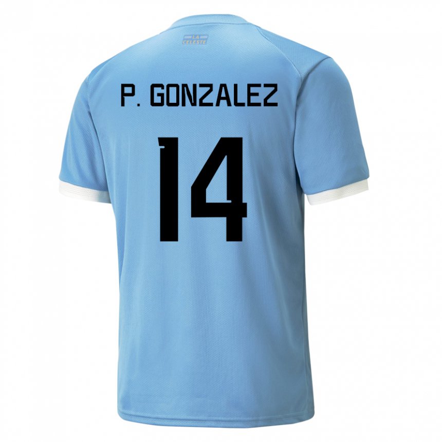 Criança Camisola Uruguaia Pilar Gonzalez #14 Azul Principal 22-24 Camisa
