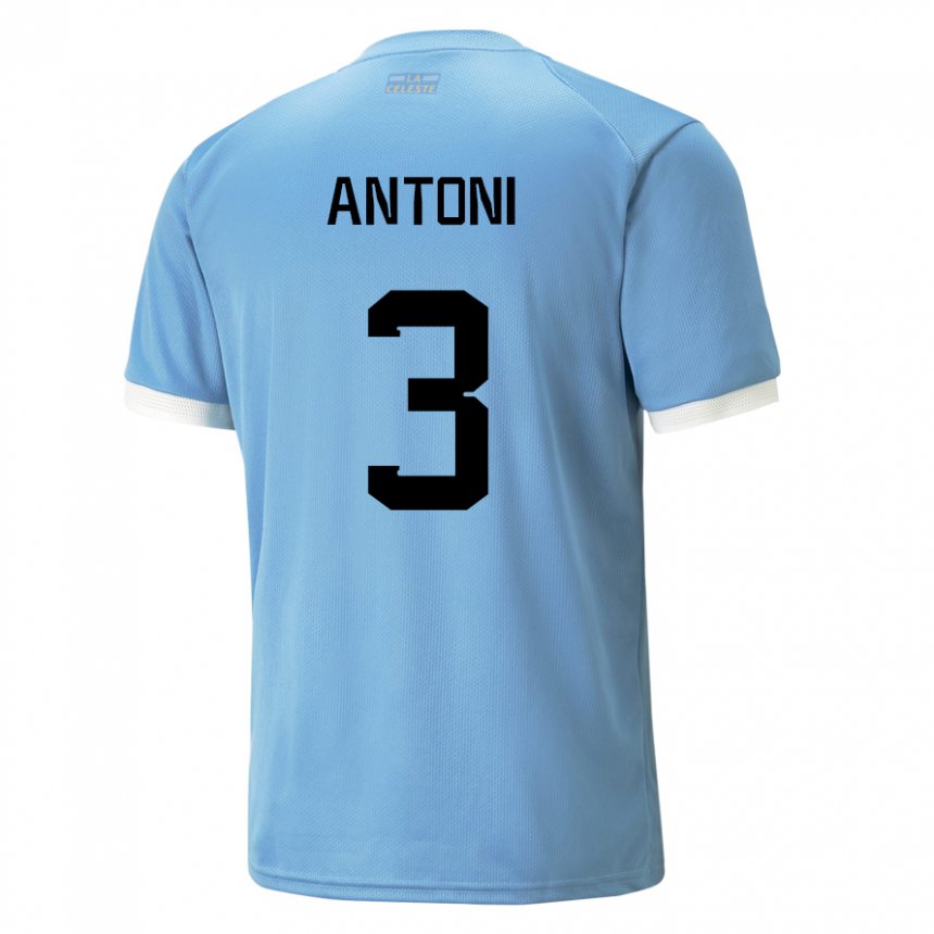 Criança Camisola Uruguaia Mateo Antoni #3 Azul Principal 22-24 Camisa