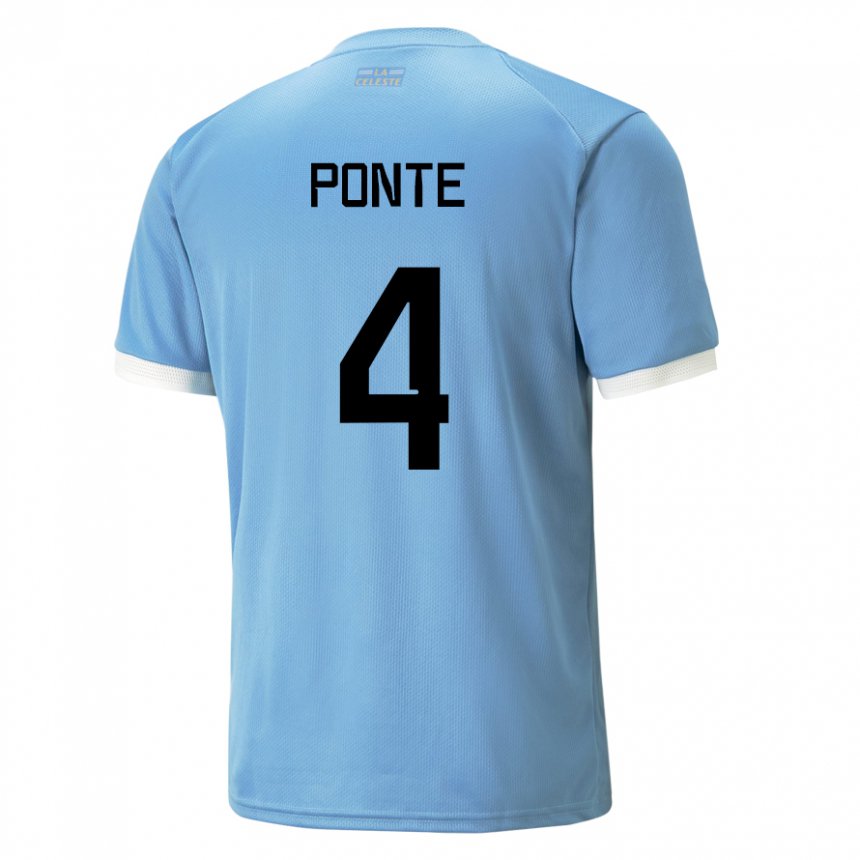Criança Camisola Uruguaia Mateo Ponte #4 Azul Principal 22-24 Camisa