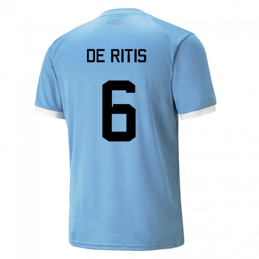 Criança Camisola Uruguaia Mathias De Ritis #6 Azul Principal 22-24 Camisa