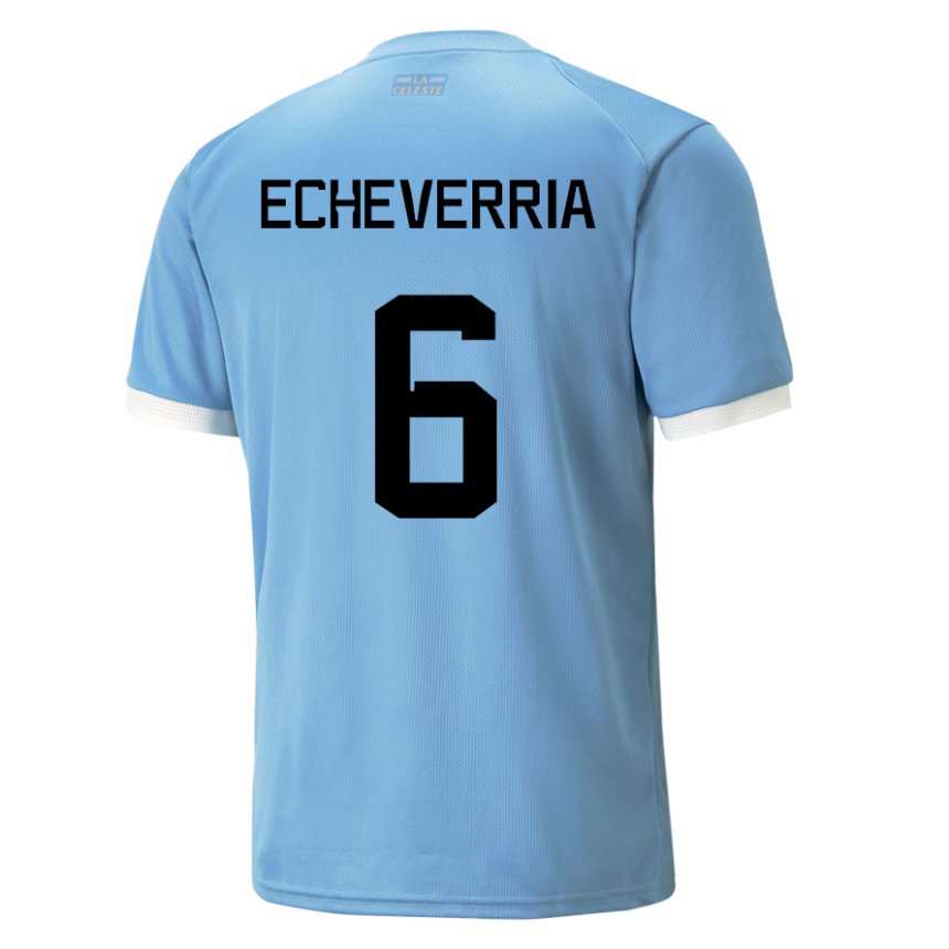 Criança Camisola Uruguaia Juan Echeverria #6 Azul Principal 22-24 Camisa
