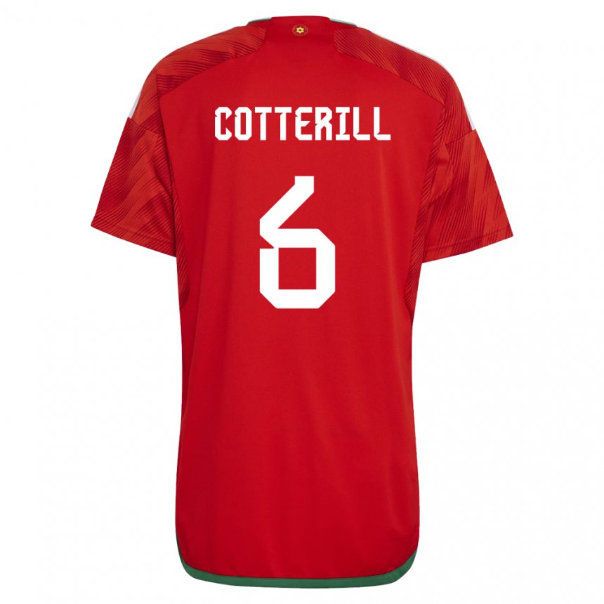 Criança Camisola Galesa Joel Cotterill #6 Vermelho Principal 22-24 Camisa