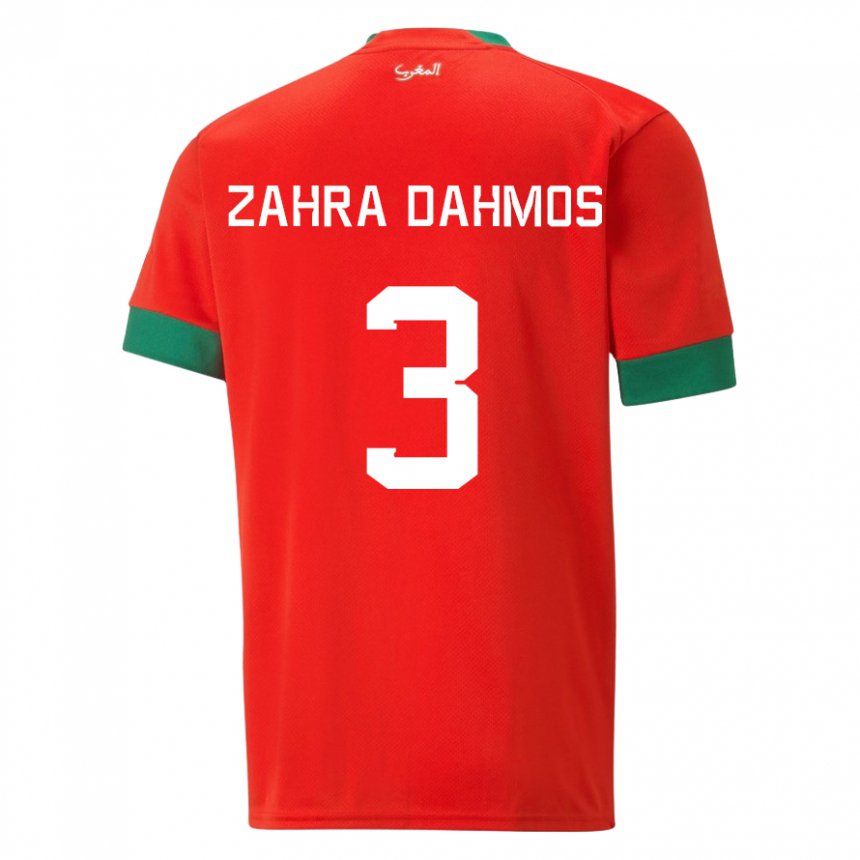 Criança Camisola Marroquina Fatima Zahra Dahmos #3 Vermelho Principal 22-24 Camisa