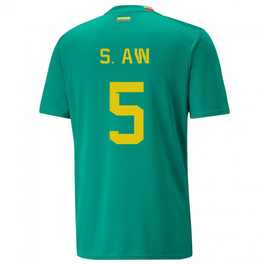 Criança Camisola Senegalesa Souleymane Aw #5 Verde Alternativa 22-24 Camisa